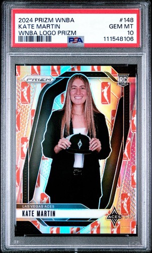 2024 PANINI PRIZM WNBA WNBA LOGO PRIZM #148 KATE MARTIN RC PSA 10