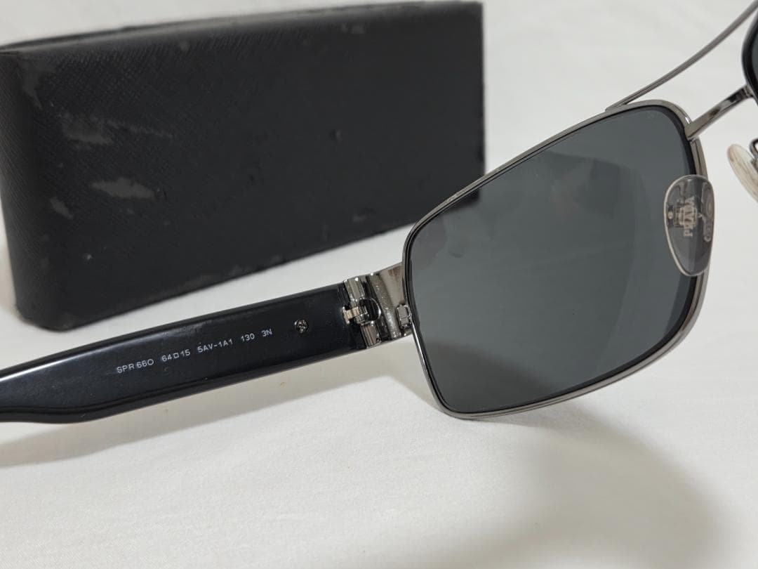 Prada Icon Plate Logo Teardrop Metal Combo Sunglasses Black Used thumbnail 4