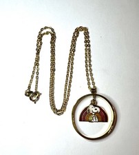 Vintage SNOOPY 1980s RAINBOW Dangling Peanuts  Enamel NECKLACE Aviva Rare