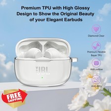 Aircawin Clear TPU Case for JBL Vibe Beam 2 Earbuds w/ Carabiner