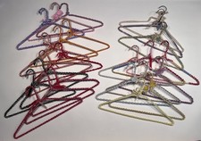 24 Vintage Crochet Yarn Covered Clothes Wire Hangers Granny Multi Colored