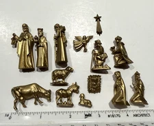 Vintage Miniature Nativity Pocket Size Nativity Set Plastic 14 Pieces Germany