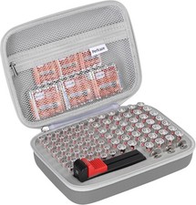 Battery Storage Case for AA AAA Button Cells, Organizer Case, GREY