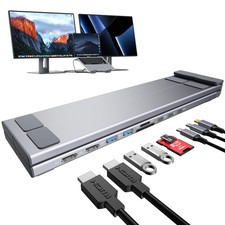USB C Laptop Docking Station Stand, Dual Monitor 4K 60Hz, 9 in 1 USB C Hub wi...