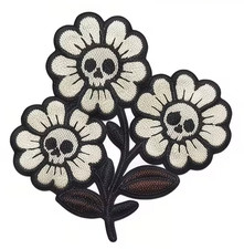 Skeleton Daisy Flower Embroidery iron on Patch 3 x 3-inch FREE SHIPPING