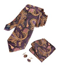Men Ties Set Business Mixed Color Fashion Woven Necktie Handkerchief Cufflink...