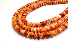AAA Natural Orange Spiny Oyster Rondelle Polished Assorted Size Beads PG265D