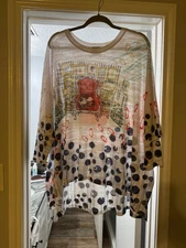 NWOT Cute Multicolor Dog Graphic INOAH Mid Sleeve Tunic - XL