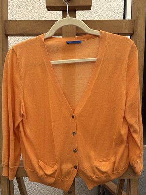 Strickjacke  Kurz Joop Orange Seide / Kaschmir Gr 42