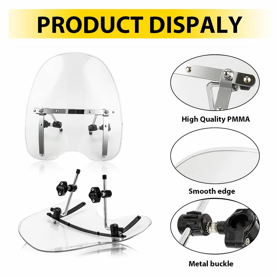 Parabrisas transparente grande 19"x 17" para Honda Magna Shadow Harley Yamaha Kawasaki Foto 3 de 4