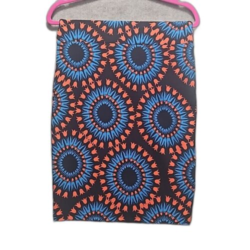 Lularoe Cassie Small Black, Red orange and blue floral Pencil Skirt