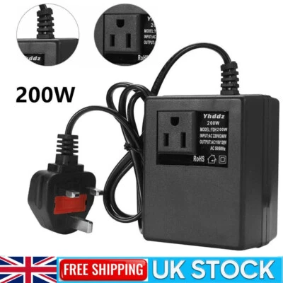200W Power Voltage Converter Transformer Step-Down 220V/240V to 110V/120V UK