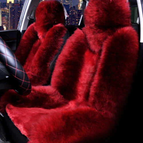 Funda de asiento de auto de lana larga de piel de oveja australiana genuina cálida para Jeep Foto 2 de 4