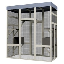 70.1" H Outdoor Cat House Enclosure Catio Wooden Large Cage Pet with Platforms
