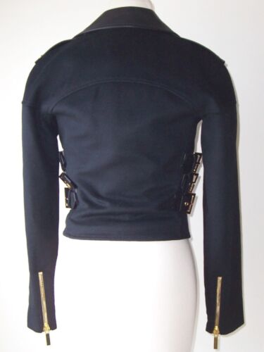 FAUSTO PUGLISI Black Cashmere Leather Biker Motorcycle Jacket 40 4 6 - Picture 3 of 3
