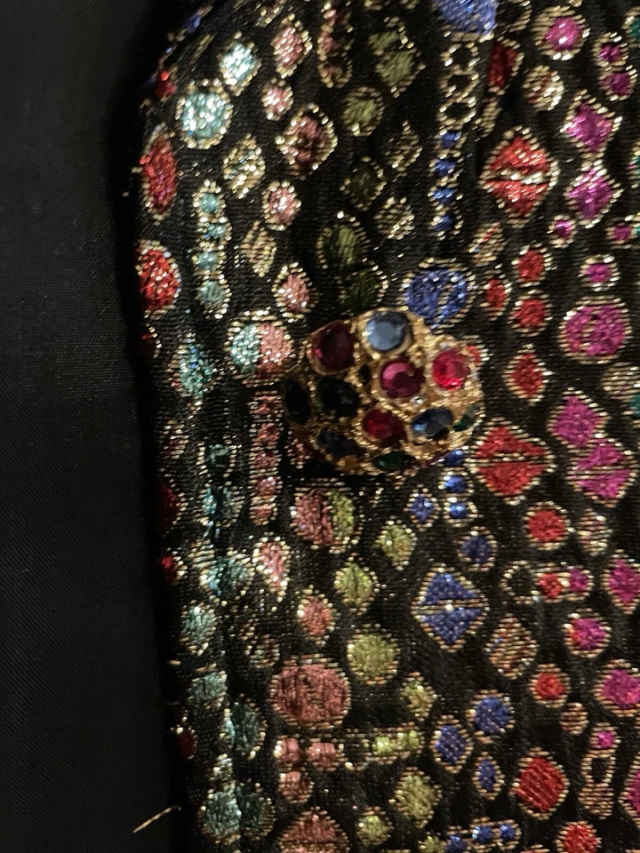 De Colección CARLISLE 2 Piezas Traje Chaqueta Falda Talla 10 Metálico Festivo Colorido Foto 4 de 4