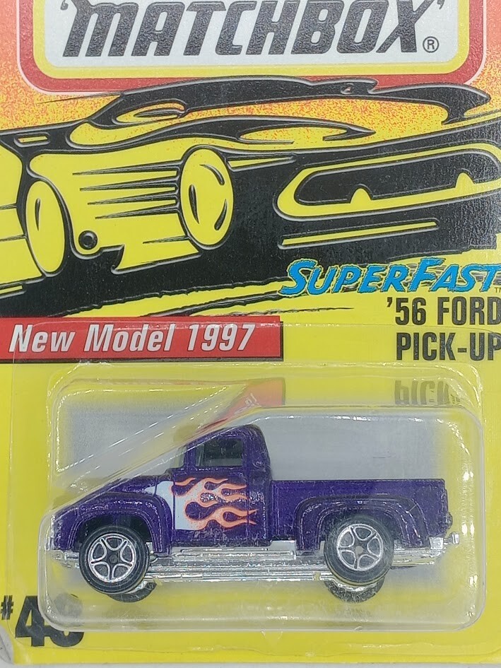 Matchbox 1956 FORD PICKUP - 1996 #48 Superfast - Purple with Flames! New on card