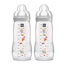 Easy Active Bottle 11 Oz (2-Count), Fast Flow Bottles with Silicone Nipples
