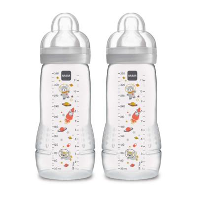 Easy Active Bottle 11 Oz (2-Count), Fast Flow Bottles with Silicone Nipples