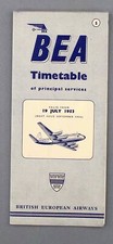 BEA BRITISH EUROPEAN AIRWAYS AIRLINE FLUGPLAN PRINCIPAL SERVICES JULI 1953