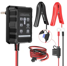 Car Motorcycle Boat ATV SLA AGM GEL Lithium(LiFePO4) Battery Charger 12V 1.5 Amp