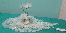 White Felt Fascinator White Lace  Tall Flowers Women Girls Small Dolls FNBHS58