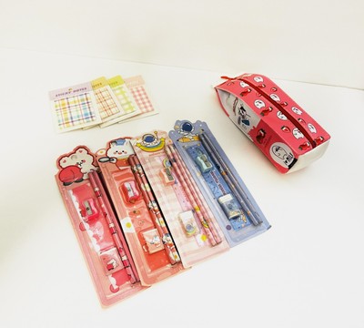 Kawaii Milk Carton Pencil Case With 1 Random Stationery Package and Sticky Note