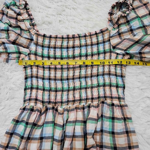 Maeve by Anthropologie Damen Cerie kariertes Langarm gesmoktes Maxikleid. Größe S - Bild 8 von 13