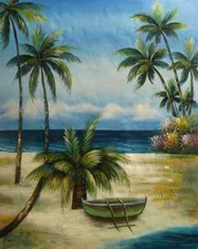 LMOP035L handmade painted sea wave seascape tree OIL PAINTING art on CANVAS