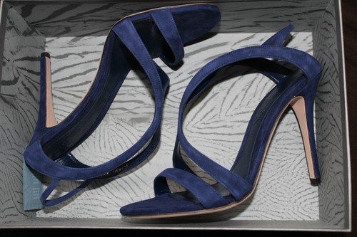SEXY SANDALIA ALEXANDER MCQUEEN 105mm AZUL MEDIANOCHE #9.5US $655 - Imagen 5 de 10