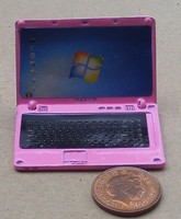 1:12 Pink Metal Dolls House Miniature Opening Lap Top Computer Office Accessory 1:12 Pink Metal Dolls House Miniature Opening Lap Top Computer Office Accessory