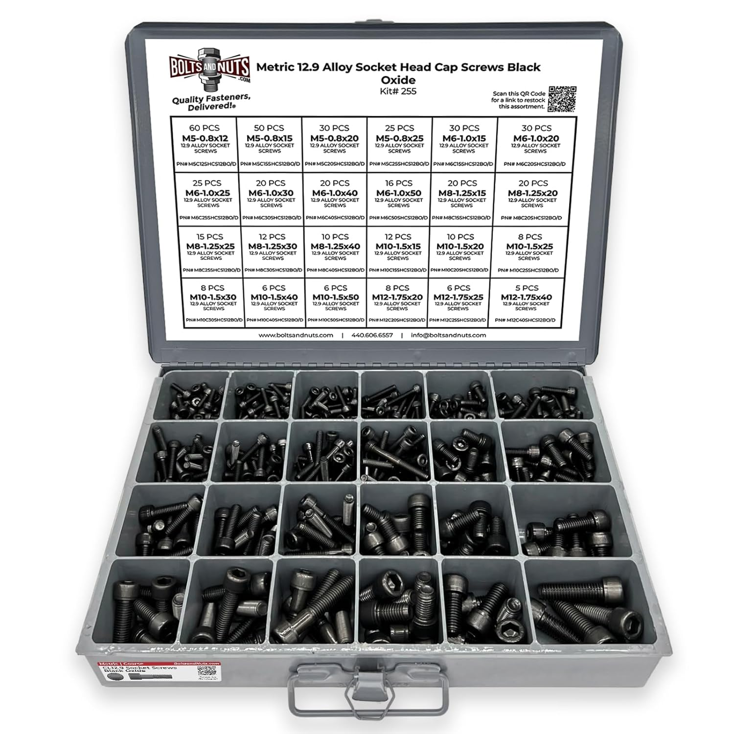 Metric 12.9 Alloy Allen Socket Head Cap Screws Bolts Black Oxide Assortment - 45