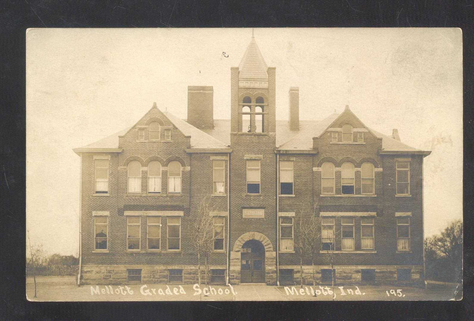 RPPC MELLOTT INDIANA MELLOTT GRADED SCHOOL VINTAGE REAL PHOTO POSTCARD