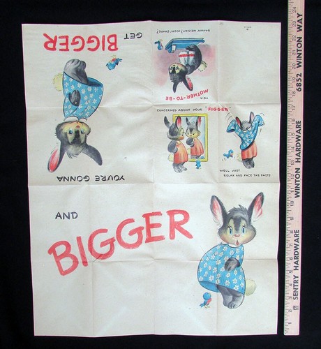 Vintage Multi-Page Fold Out HALLMARK Card Bunny Rabbit Maternity Baby New Mom - Picture 6 of 7