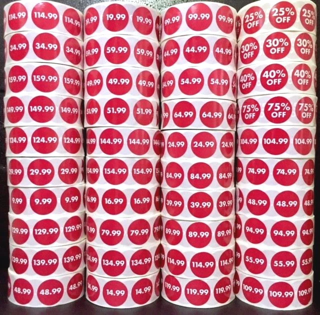 PRIME LABELS 1000/RL GLOSSY UPSCALE PRICE POINT SALE TAGS LABELS STICKERS ⭐GET ALL U NEED! ⭐