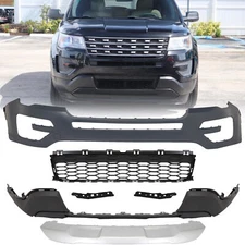 Front Bumper Cover Fascia Lower Grille Assembly Kit For 2016-2017 Ford Explorer