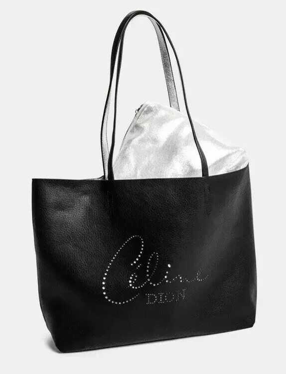 punto Príncipe dorado Celine Dion Collection Black Leather Tote HandBag Purse Perforated Logo NEW  RARE | eBay