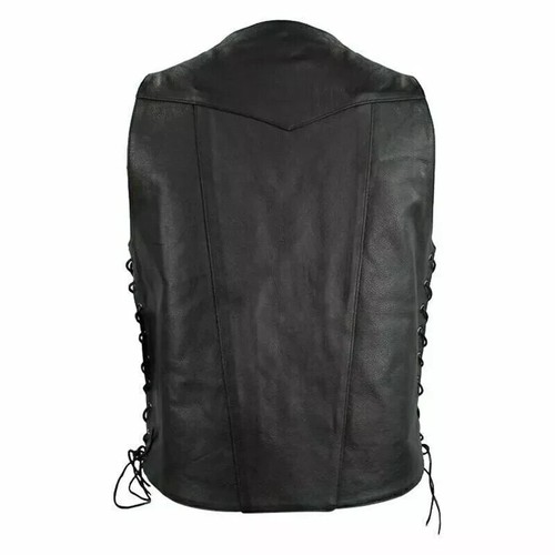 Men's Leather Vest FIM630CFD Conceal pockets Size 5XL - Picture 2 of 3