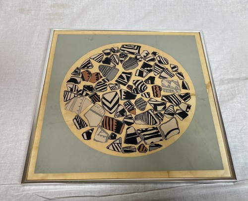 litografia vintage frammenti di ceramica nativi americani firmata 14/70 - Foto 2 di 7