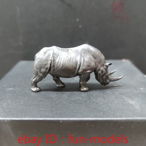 Pure Bronze Black African Big Rhinoceros Statue Model Decorations - Afbeelding 1 van 7