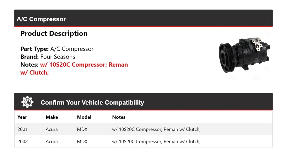 Compressor A/C Acura MDX 2001-2002 4 estações - Imagem 2 de 4