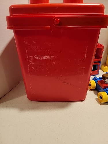 VTG Lego Bucket Storage Container 1881 Red W/Handle And Lid, 90+ Blocks Duplo Si - Picture 12 of 17