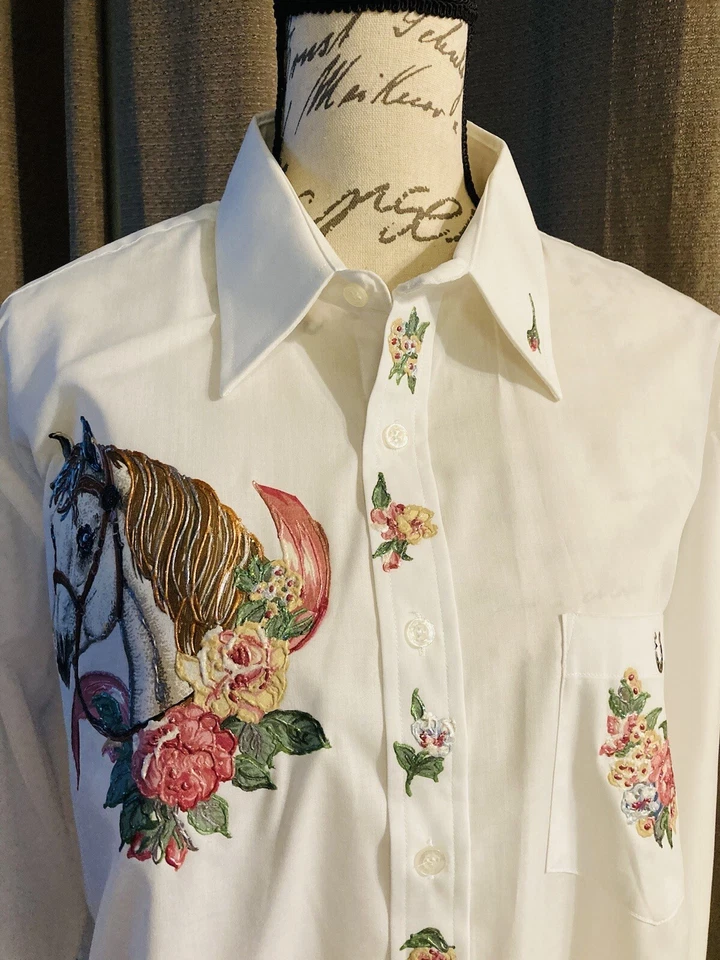 IMAGINE 系列马术手绘衬衫衬衫可穿戴艺术 L — 第 3/4 张图片