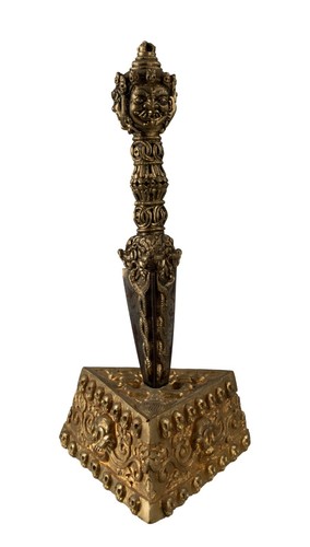 Phurba Mahakala Vajra Kila Con Supporto - Artigianato Del Nepal - 7498 Off12 - Picture 2 of 14