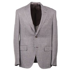 Ermenegildo Zegna Houndstooth 'Crossover' Linen-Wool-Silk Sport Coat 44L Eu 54 