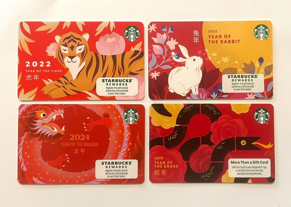 2022-2025 Starbucks Gift Card. NEW YEAR. Set of 4. Mint. Worldwide