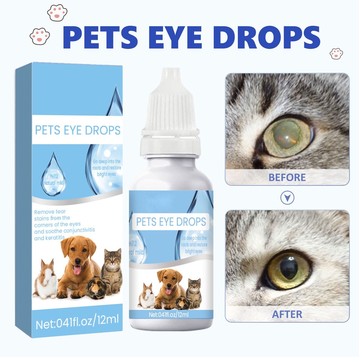 1PC Pet Eye Drops for Dog Cats Improve Clarity Ease Red Eyes