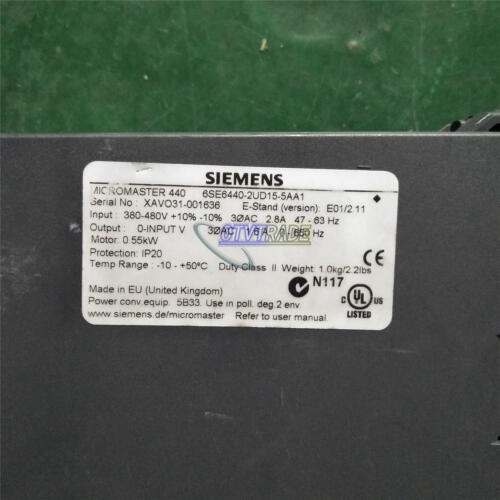 1 SZT UŻYWANY Siemens M440 seria 0,55KW 380V 6SE6440-2UD15-5AA1 6SE64402UD155AA1 - Zdjęcie 1 z 4