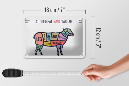 Blechschild Metzgerei 18x12cm Lamm cuts of meat lamb Dekoration - Picture 5 of 5