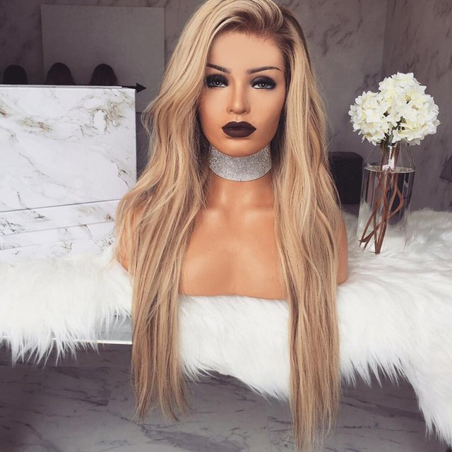 Shakira Black Root Gold Blonde Ombre Vogue Wigs Remy Hair Women